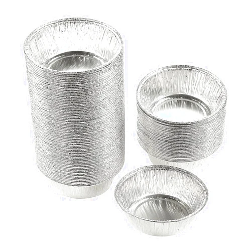 Juvale 100 Pack Mini Individual Pot Pie Pans, Round Disposable Aluminum Tins for Small Business, Catering, Baking, and Cafes (5 In)