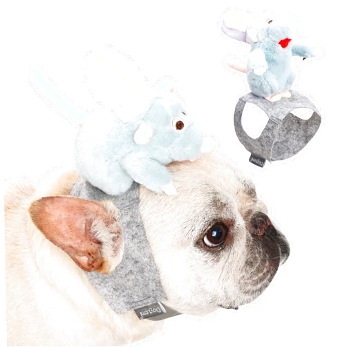 ETIAL Halloween Dog Headwear, Cute Mouse Doll Dog Riding Costume with Clip for Small and Large Dogs, Funny Props Makeup Headgear Dog Costumes Accessories （L