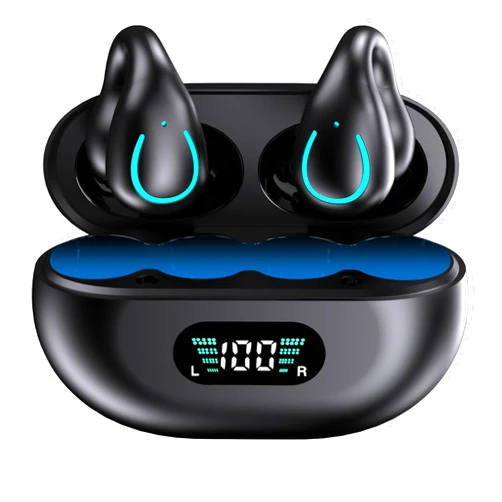 MALIHOO Wireless Ear Clip Headphones, Bluetooth Open Ear Sport Earbuds for Android iPhone,Bone Conduction Headphones,Wireless Headset for Cycling,Running Workout,Running,Driving,Bluetooth 5.3 (Black)