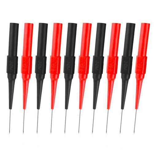 Jeffdad 10 Pcs Test Back Probe Pin, 0.7mm Wire Piercing Probe Pin, Insulation Non-Destructive Stainless Steel Pin, Multimeter Probes Car Tester for 4mm Banana Socket