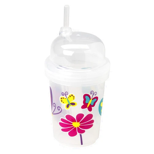 NuSpin Kids 8 oz Zoomi Straw Sippy Cup, Butterflies Style
