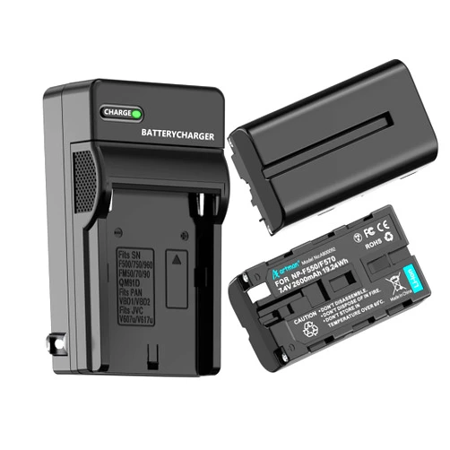 A Artman Artman NP-F550 Battery and One Battery Wall Charger for Sony NP F550,F970,F750,F770,F960,F530,F330,F570,CCD-SC55,TR516,TR716,TR818(2-Pack 2600mAh)