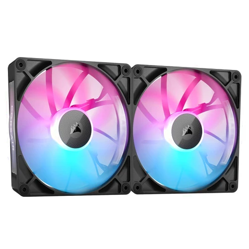CORSAIR iCUE Link RX140 RGB 140mm PWM Fans with iCUE Link System Hub - Magnetic Dome Bearing - Dual Pack - Black