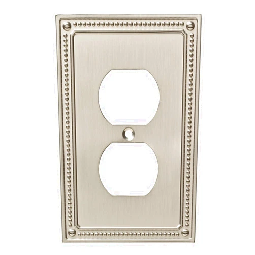 Franklin Brass Classic Beaded Single Duplex Outlet Wall Plate - 1-Gang - ETL Certified - GFI Outlet - Decorative Outlet Cover - W35059V-SN-C- Modern Brushed Nickel Finish - 1 Pack