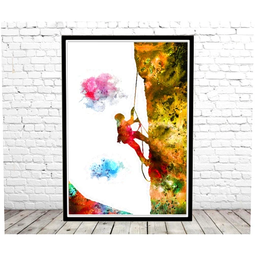 Custom Rock climbing extreme sport man watercolor wall art print climber birthday Print Poster Prints hanging room decor Picture Home Decor images Photo Art Wall Hanging,159