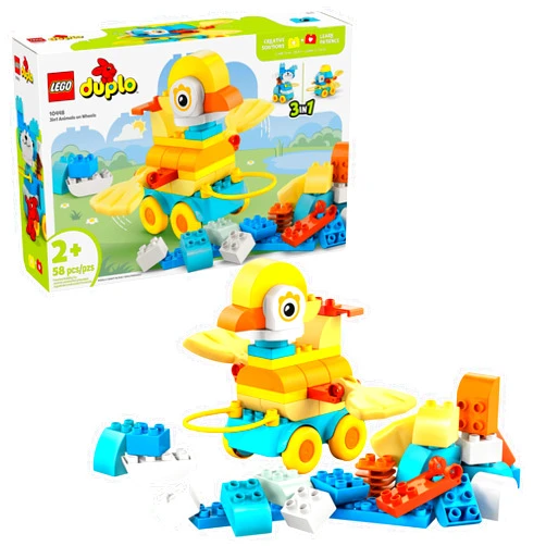 LEGO DUPLO Town 3 in 1 Animals on Wheels Building Toy - Learning Play Set for Toddler Boys & Girls, Ages 2+ - Animal Building Blocks for Sensory Skills Practice - Pretend Play Gift Idea - 10448