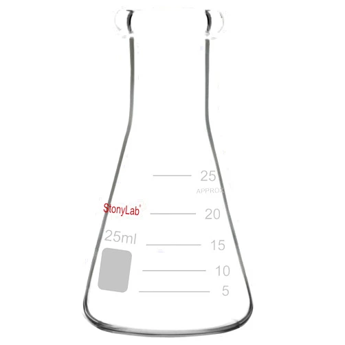 stonylab 1-Pack Glass 25 ml Heavy Wall Narrow Mouth Erlenmeyer Flasks with Heavy Duty Rim
