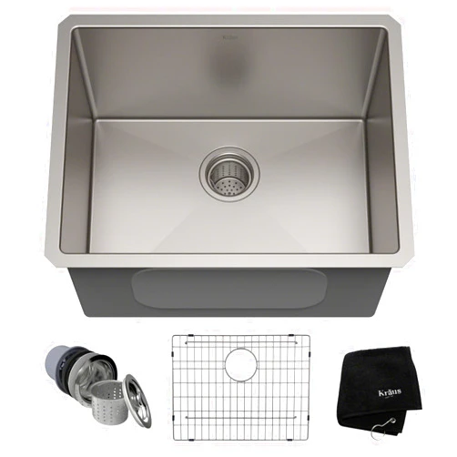 KRAUS Standard PRO 23-Inch 16 Gauge Undermount Single Bowl Stainless Steel Kitchen Sink, KHU101-23