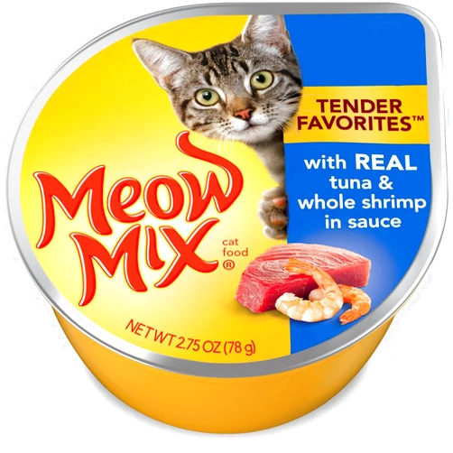 Meow Mix Tender Favorites Cat Food, Real Tuna & Whole Shrimp In Sauce, 2.75 Ounce