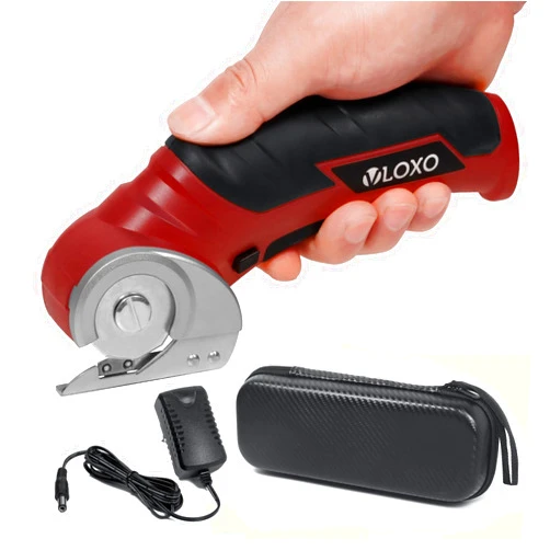 VLOXO Cordless Electric Scissors, Power Electric Fabric Scissors 4V Electric Mini Cutter Rechargeable Cardboard Cutter with Safety Lock Multi-Cutting Tools for Leather Cardboard Canvas