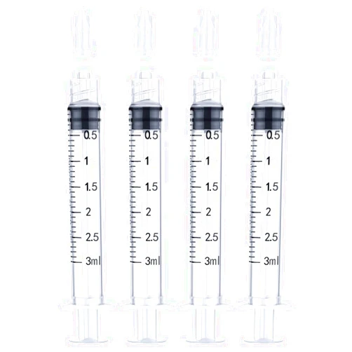 HiMo 3ml Luer Lock Syringe 4 Pack Small Plastic Sterile Syringes without Needle, for Liquid, Oral, Measurement, Dispensing, with Cap (3ml, 4)