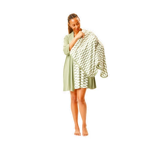 Motherhood Maternity Womens Nursing Chemise Nightgown, Robe and Swaddle 3-Piece Set