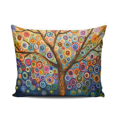 SALLEING Modern Beauty Colorful Painting Trees One Side Decorative Pillowcase Queen Zippered Throw Pillow Case Cushion Cover 20x30 inches
