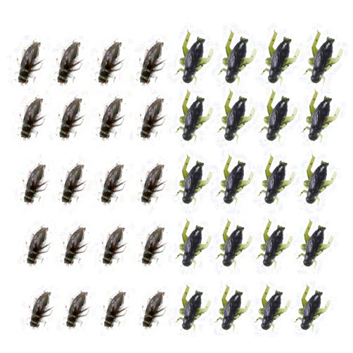 Ownsig 40 Pcs 2 Colors Black Cricket Shape Fishing Soft Lures Super Simulate Insect Artificial Bait