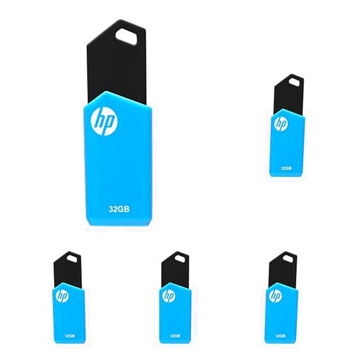 HP 32GB v150w USB 2.0 Flash Drive, Blue (Pack of 5)