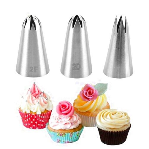 Symphony Wire Piping Nozzles, 3pcs Stainless Steel Icing Piping Nozzle Russian Tips for Cake Fondant Cupcake