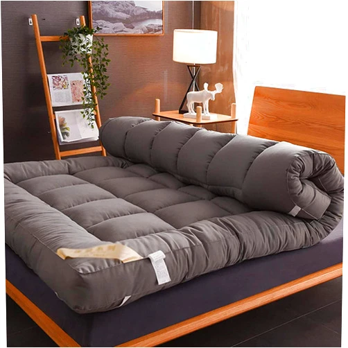 QTQZDD AYHOME Winter Futon Mattress, Roll Up Floor Mattress, Japanese Thick Tatami Mattress Folding Mattress, Portable Sleeping Pad Student Dormitory, Medium Double Bed, Gray
