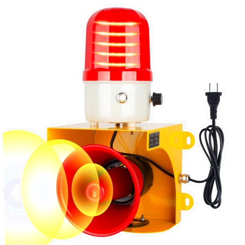 Kbaoele AC110V Industrial Siren Alarm Strobe Light-120dB Loud Horn&Waterproof Red Beacon Warning Light for Emergency,Factory,Fires,Tornado,Intruder Deterrent (with Switch&Volume – Adjustable 0–120dB)