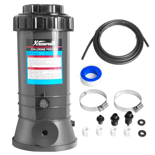 XtremepowerUS Automatic Chlorinator Feeder for Above Ground Pools & In-Ground Pools Off-Line - Dispenser Holds 9LBS Includes Installation Kit