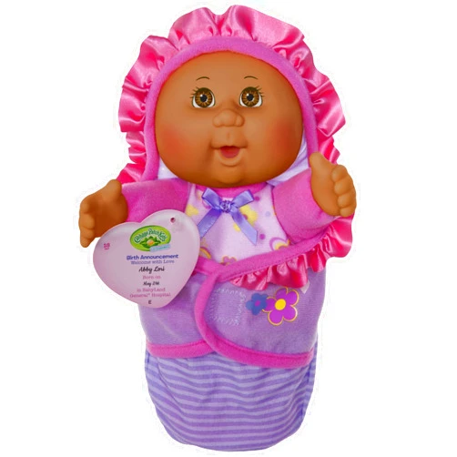 Cabbage Patch Kids Official, Newborn Baby African American Girl Doll - Comes with Swaddle Blanket and Unique Adoption Birth Announcement 9 Inches
