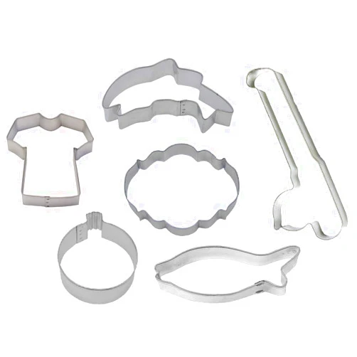 THE COOKIE CUTTER SHOP SINCE 1999 Fishing Cookie Cutter 6 Piece Set from The Cookie Cutter Shop - Fishing Pole, Bobber, Trout, Salmon Cookie Cutters – Tin Plated Steel Cookie Cutters
