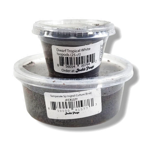 Josh's Frogs Dwarf Tropical White Isopods (25 ct) and Temperate Springtails (8oz) Bioactive Clean Up Crew Bugs Bundle