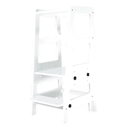 Zytty Toddler Step Stool Toddler Kitchen Stool, Adjustable-Height Toddler Tower Stool Kitchen Wooden Helper Step Stools for Kids, White