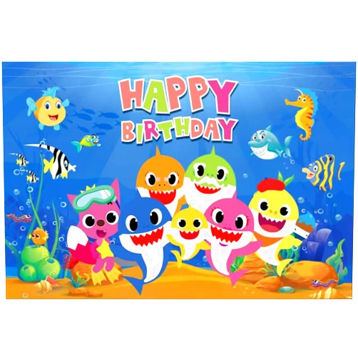 RITZYBIZ Shark Backdrop for Birthday Party Supplies Blue Cartoon Whale Ocean Photo Background for Baby Shower Decoration Boys Girls Photography Backdrop (6×4 Blue)