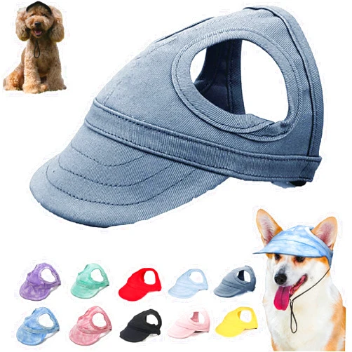 Ankikina Outdoor Sun Protection Hood for Dogs, Dog Outdoor Sun Protection Hat, Adjustable Dog Sun Protection Baseball Hat Cap with Ear Holes (Dark Blue, Medium)