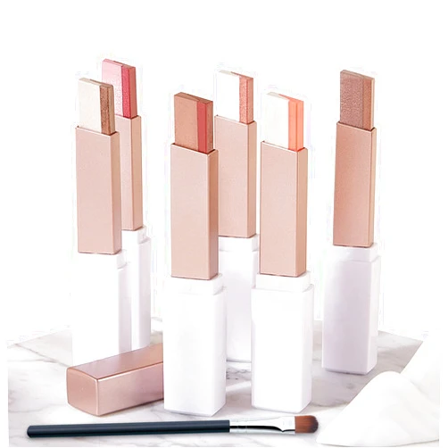 QQwow 12 Colors Eyeshadow Stick, Double Colors Eye Shadow Stick, Glitter Shimmer Waterproof Gradient Eyeshadow Makeup Stick with Brush, Eyeshadow Brushing Eye Makeup for Eye makeup lovers, 6 Pack
