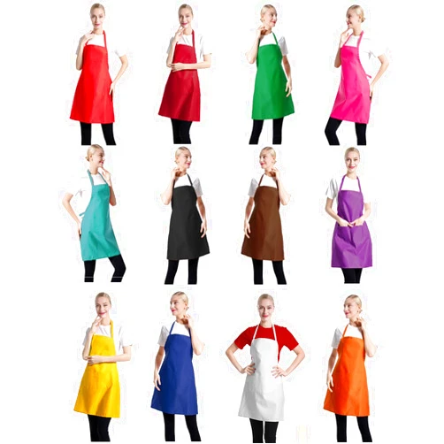 TSD STORY Total 12 PCS Plain Color Bib Apron Adult with 2 Front Pocket (Mixed Colour)
