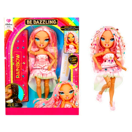 Rainbow High Be Dazzling Fashion Dolls- Adeline Rose (Pink) with Bedazzler Tool and Sparkle Gems