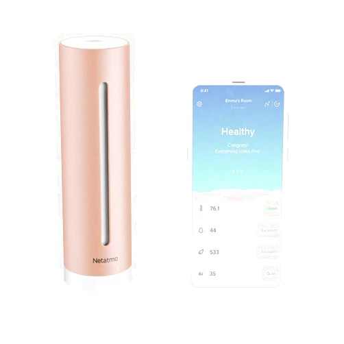 Netatmo Smart Indoor Air Monitor by Netatmo | Measures Air Quality, Temperature, Humidity, Noise and CO2 Sensor, NHCUS | Receive Real Time Notifications On Your Smartphone | Compatible with iPhone and Android