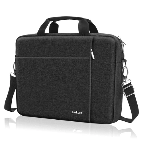 Ferkurn Laptop Bag Women Men Computer Bag for HP Envy Pavilion Omen/LG Gram/MSI/Dell Inspiron XPS/Lenovo Thinkpad/ASUS/Acer, Shoulder Strap Carrying Briefcase Messenger Bag Case, Black, 15 15.6 Inch