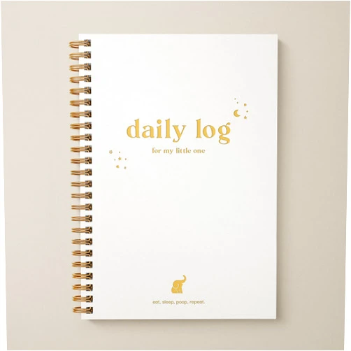 Bubbarino Baby Daily Log Book, Track and Monitor Newborn Nursing, Sleep, Diaper and Milestones. Gift for new Parents, Grandparents, Babyshower, Nanny or Daycare - Hardcover leather A5 (Beige/Gold)