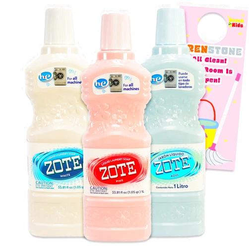 Platinum Series Zote Liquid Soap Variety Pack - Bundle with 3 Bottles of Zote Liquid Detergent Including Azul, Blanco, Rosa Plus Door Hanger | Zote Liquid Soap 3 Pack