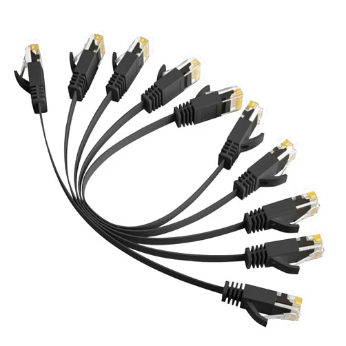 Elecan Cat 6 Flat Ethernet Cable 2 Ft/5 Pack, High Speed Slim Short Patch Cables Internet Cables, 30 AWG Pure Copper 10Gbps 500MHz,Thin Flexible for POE Cat6 Cat 5e Cat 5 Network Cable Cord-Black