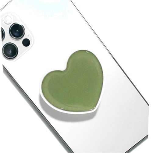 DALSTONE Cute Solid Color Heart Shape Collapsible Expandable Multi Functional Mobile Phone Grip & Kicktand (Jade green)