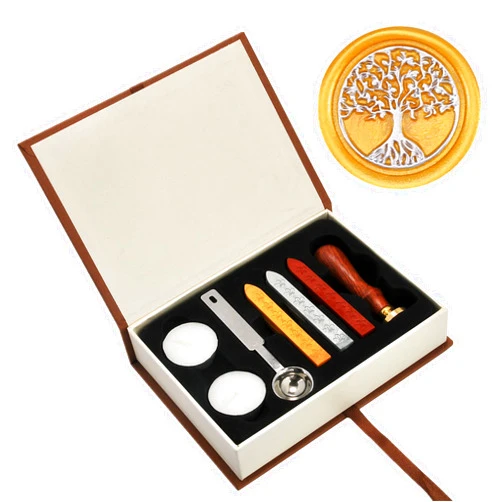 Yoption Tree of Life Wax Seal Stamp Set, Yoption Classic Vintage Seal Wax Stamp Set, Retro Seal Stamps Maker Gift Box Set (Tree of Life)