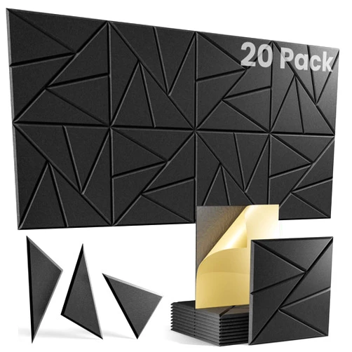 Lebenforce Self-Adhesive Acoustic Panels,20 Pack Square Sound Proof Foam Panels with Unique Pattern,12
