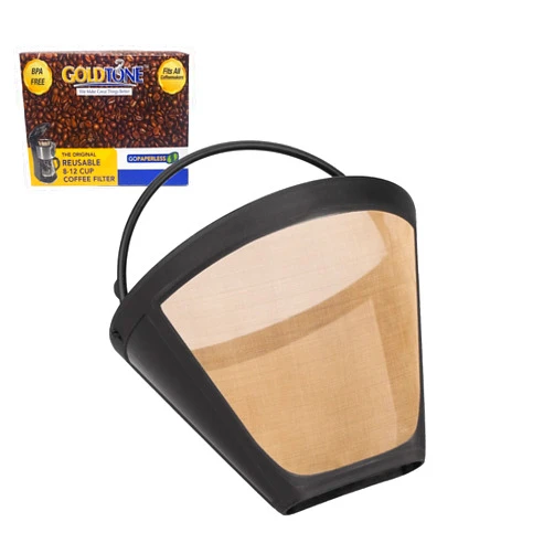 GOLDTONE Reusable 8-12 Cup #4 Cone Coffee Filter fits Boscare Coffee Makers and Brewers, BPA Free