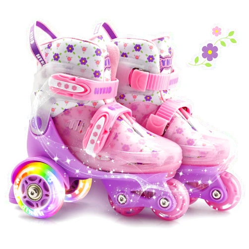 Locavun Kids Roller Skates for Toddler, Adjustable Sizes Girls Roller Skates for Children, 3-Point Construction Toddler Roller Skates for Kids Beginners with Luminous Wheels