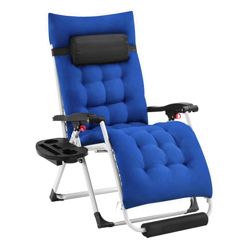 Yaheetech Zero Gravity Chair, Folding Reclining Lounge Recliner with Removable Pad & Headrest & Side Cup Holder Tray for Indoor and Outdoor Navy Blue/1