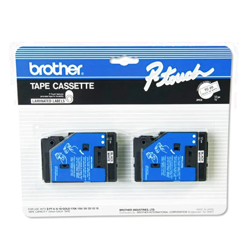 Brother TC Laminated Tape Cartridges - 0.50 Width x 25 ft Length - Direct Thermal - White - 2 / Pack