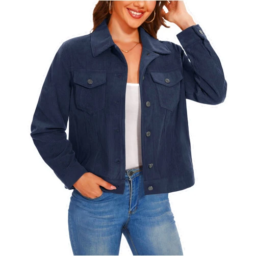 MAGCOMSEN Women's Casual Corduroy Jackets Soft Warm Button Down Shacket Jacket Long Sleeve Fall Outerwear with Pockets