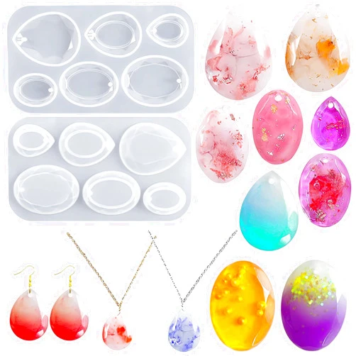 Szcelling Szecl 2Pcs Water Drop Silicone Mold Faceted Gemstone Oval Pendant Resin Mold Earrings UV Resin Mold for Jewelry Making Tool Tear Drop Epoxy Resin Molds 12 Cavities Crystals Clear Resin Casting Mold
