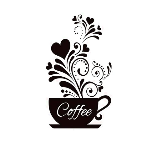 SITAKE “Coffee Cup + Flower” Wall Decor Sticker, Black Coffee Decor for Coffee Bar and Coffee Station, Removable Kitchen Signs for Kitchen Decorations Wall, 11.8 x 18.9 Inch