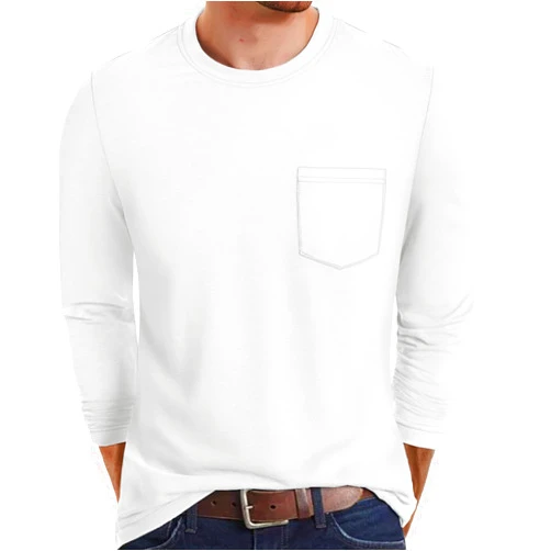 MAGNIVIT Men's Long Sleeve Cotton Shirts with Pocket Crew Neck Casual Shirt Regular Fit Solid Top Spring Autunmn Fall