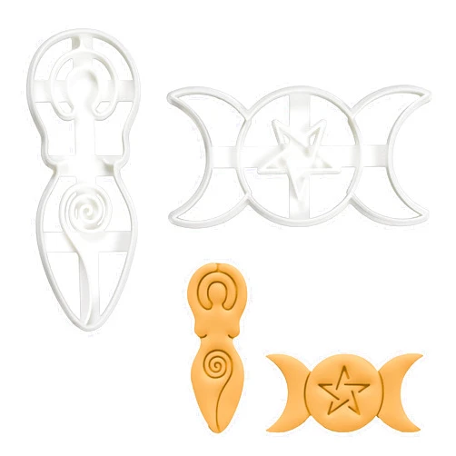 Bakerlogy Set of 2 Goddess cookie cutters (Designs: Triple Goddess and Spiral Goddess), 2 pieces - Bakerlogy