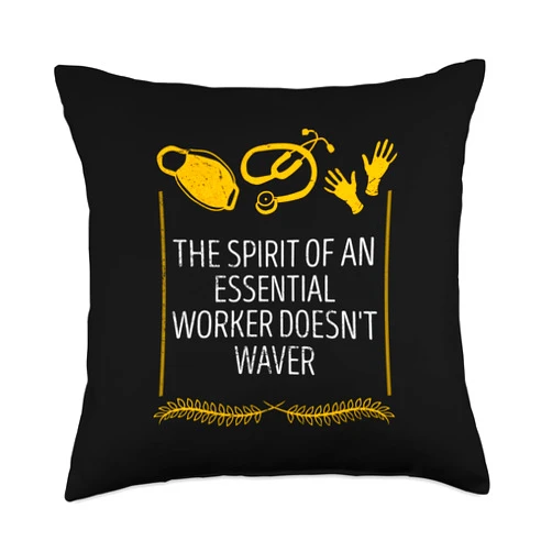 Frontline Worker Inspirational Medical Staff Spirit of an Essential Worker Frontliner Motivational Quote Throw Pillow, 18x18, Multicolor